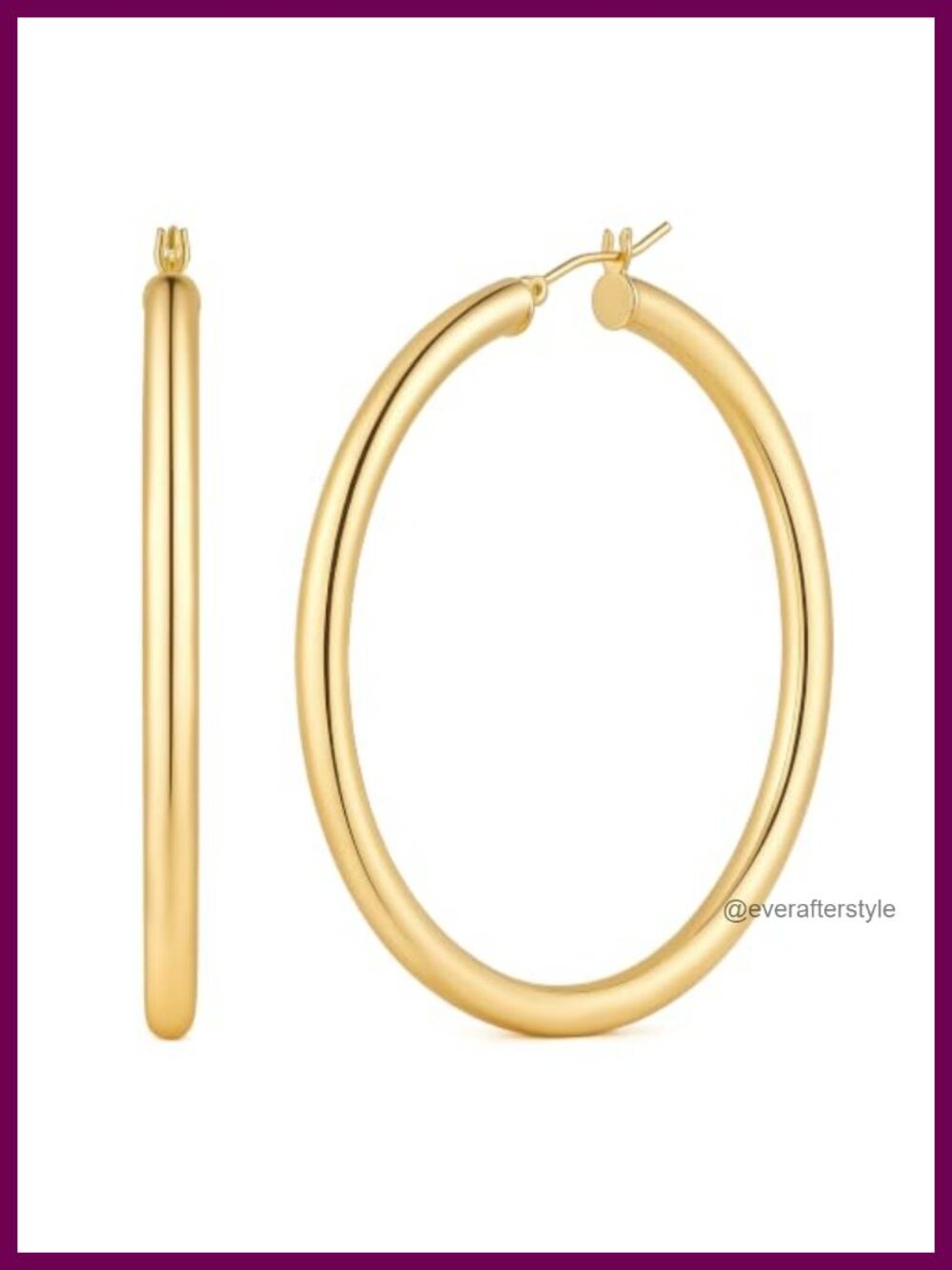14K Gold Plated Large Hoop Earrings for Women Latch Back